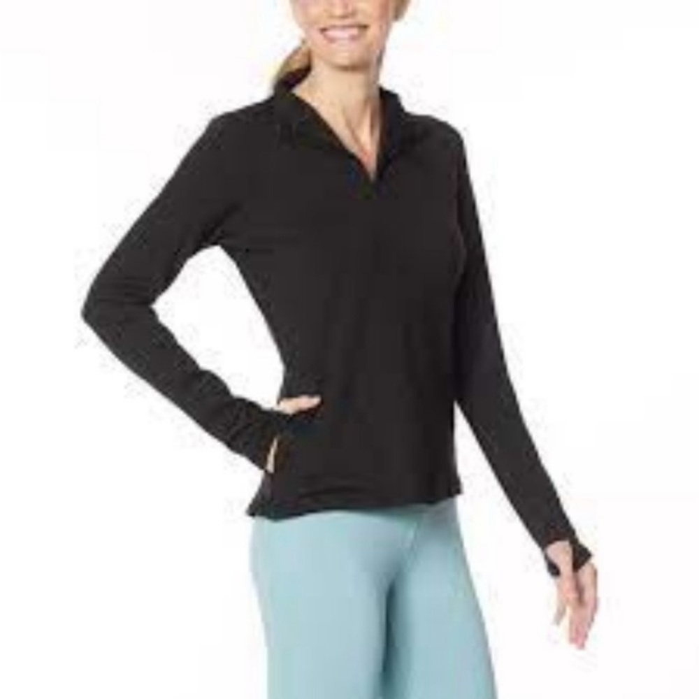 NEW! Shadow Sport Fitted Mock-Neck 1/4Zip Athletic Jacket, Black. Moist Wicking
